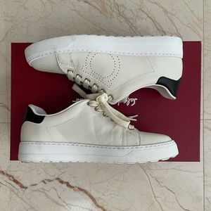Salvatore Ferragamo Pierre black and white sneakers; size 6